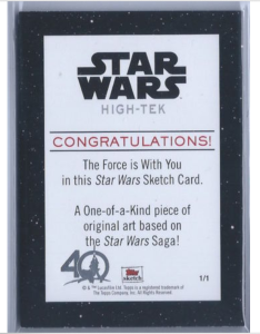 backside of 40th anniversary star wars buy back sketch card