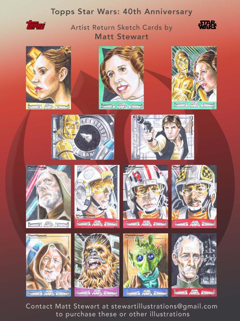 topps star wars 40th anniversary artist return sketch cards images of all 13 drawings