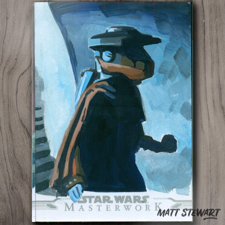 sketch card of princess leia in bousch disguise for topps star wars masterwork