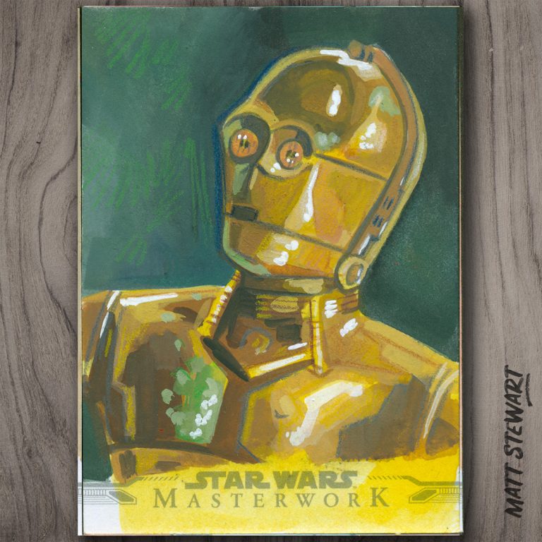 sketch card of C3P0 for topps star wars masterwork
