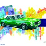 COMMISSIONED PAINTING OF A MUSCLE CAR