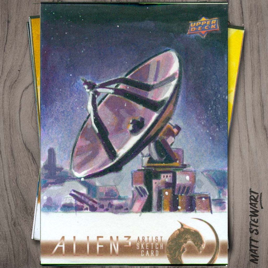 Upper-Deck Alien 3 sketch card of satellite dish